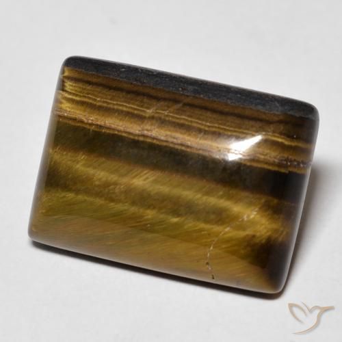Occhio di tigre Marrone giallastro naturale da 15.09 ct, Taglio a baguette, Opaco