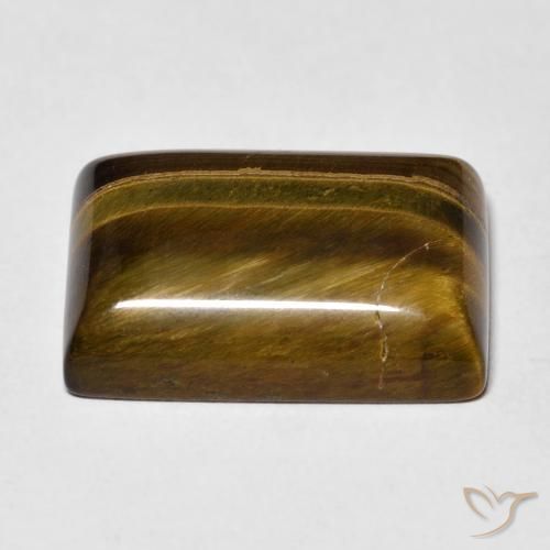 Occhio di tigre Marrone giallastro naturale da 15.09 ct, Taglio a baguette, Opaco