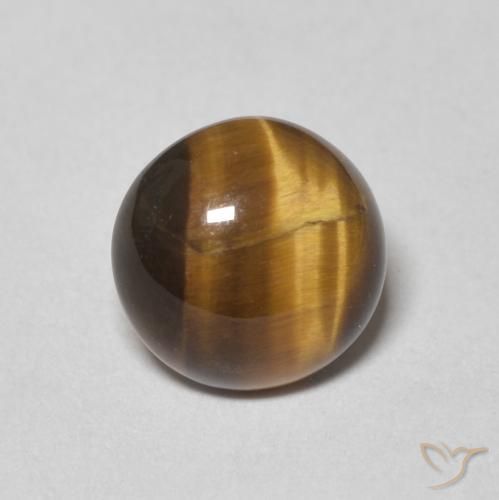 1.64ct Naturale Marrone giallastro Occhio di tigre, Rotondo, Opaco