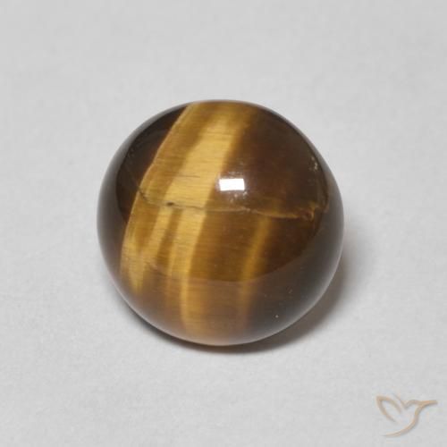 Occhio di tigre Marrone giallastro naturale da 1.64 ct, Rotondo, Opaco