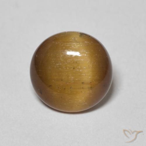 1.54ct Naturale Marrone giallastro Occhio di tigre, Rotondo, Opaco