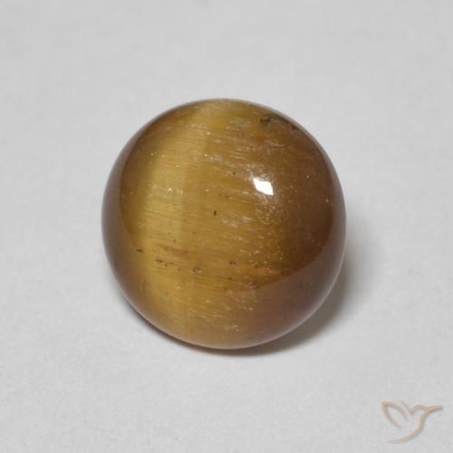 Occhio di tigre Marrone giallastro naturale da 1.54 ct, Rotondo, Opaco