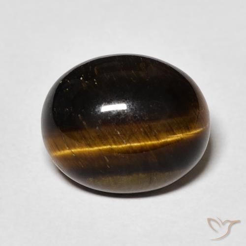 4.79ct Naturale Medium Dark-Brown Occhio di tigre, Ovale, Opaco