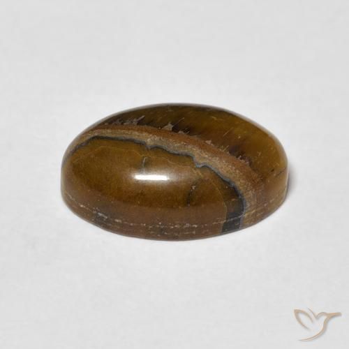 Occhio di tigre Marrone giallastro naturale da 4.24 ct, Ovale, Opaco