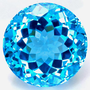 Topazio naturale blu da 35,67 ct, taglio rotondo, VVS