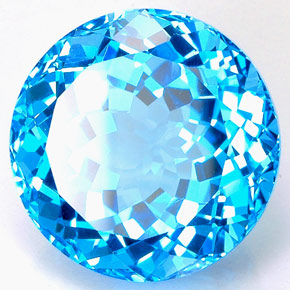 Topazio naturale blu da 35,67 ct, taglio rotondo, VVS