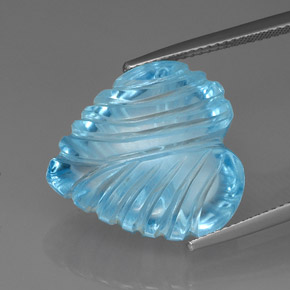 Topazio naturale blu da 27,79 ct, a forma di cuore, trasparente