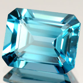 Topazio naturale blu da 5,23 ct, taglio smeraldo, VS