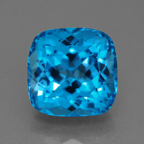 Topazio naturale blu da 6,62 ct, taglio a cuscino, VS
