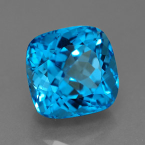 Topazio naturale blu da 6,62 ct, taglio a cuscino, VS