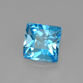 Topazio naturale blu da 3,20 ct, quadrato, VVS-VS
