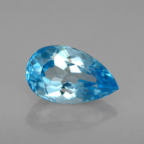 Topazio naturale blu da 2,40 ct, taglio a pera, VVS-VS