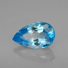 Topazio naturale blu da 2,40 ct, taglio a pera, VVS-VS