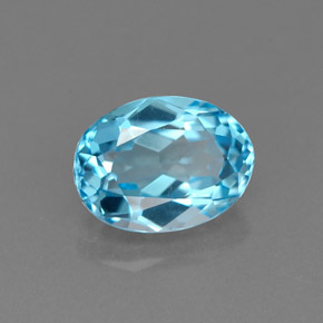 Topazio naturale blu da 1,84 ct, taglio ovale, VVS-VS