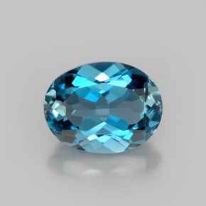 Topazio naturale blu da 1,61 ct, taglio ovale, VVS