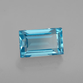 Topazio naturale blu da 2,47 ct, baguette, VS