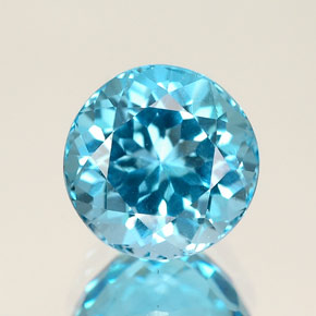 Topazio naturale blu da 2,73 ct, taglio rotondo, IF