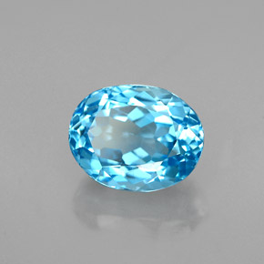 Topazio naturale blu da 2,84 ct, taglio ovale, VVS