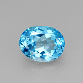 Topazio naturale blu da 2,48 ct, taglio ovale, VVS