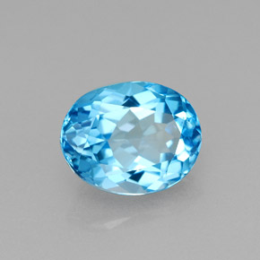 Topazio naturale blu da 2,48 ct, taglio ovale, VVS