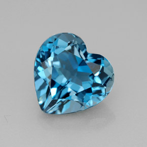 Topazio naturale blu da 4,23 ct, a forma di cuore, VVS