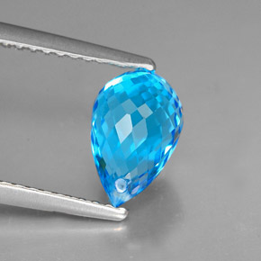 Topazio naturale blu da 2,23 ct, briolette, VVS