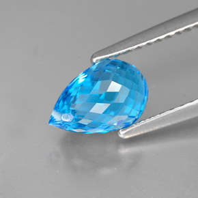 Topazio naturale blu da 2,23 ct, briolette, VVS