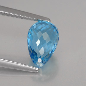 Topazio naturale blu da 2,25 ct, briolette, VVS