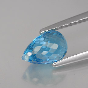 Topazio naturale blu da 2,25 ct, briolette, VVS