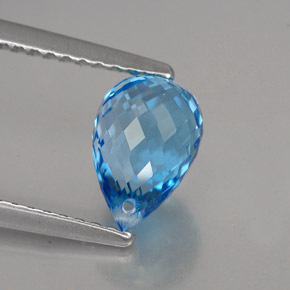 Topazio naturale blu da 2,10 ct, briolette, VVS