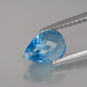 Topazio naturale blu da 2,10 ct, briolette, VVS