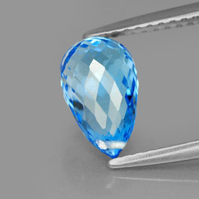 Topazio naturale blu da 2,33 ct, briolette, VVS