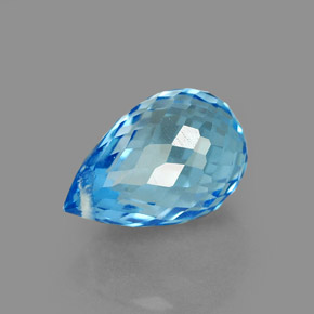 Topazio naturale blu da 2,23 ct, briolette, VVS