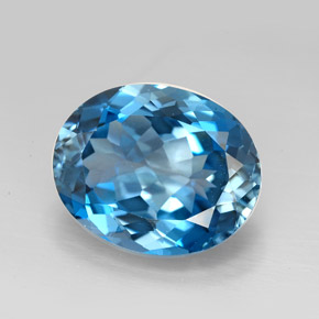 Topazio naturale blu da 9,64 ct, taglio ovale, VVS