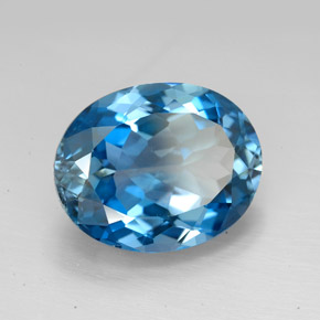 Topazio naturale blu da 9,64 ct, taglio ovale, VVS