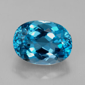 Topazio naturale blu da 8,53 ct, taglio ovale, VVS