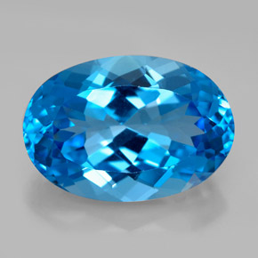 Topazio naturale blu da 12,38 ct, taglio ovale, VVS