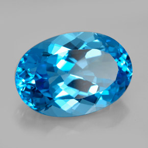 Topazio naturale blu da 12,38 ct, taglio ovale, VVS