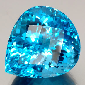 Topazio naturale blu da 34,57 ct, taglio a pera, IF