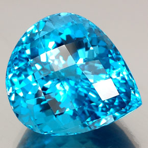 Topazio naturale blu da 34,57 ct, taglio a pera, IF