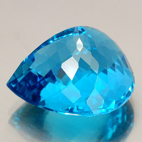 Topazio naturale blu da 34,57 ct, taglio a pera, IF