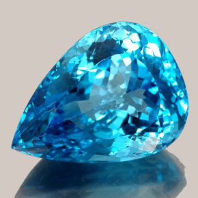 Topazio naturale blu da 36,61 ct, taglio a pera, IF