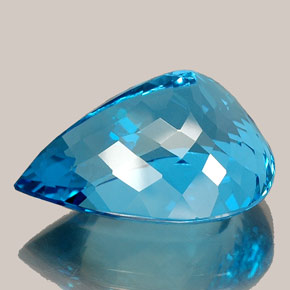 Topazio naturale blu da 36,61 ct, taglio a pera, IF