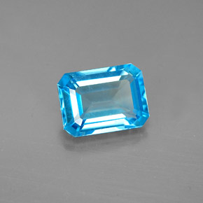 Topazio naturale blu da 1,91 ct, taglio smeraldo, VVS