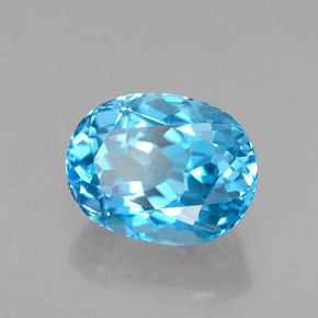 Topazio naturale blu da 2,98 ct, taglio ovale, VVS