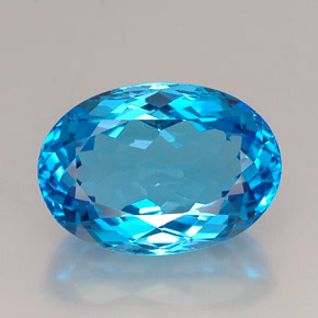 Topazio naturale blu da 25,42 ct, taglio ovale, IF