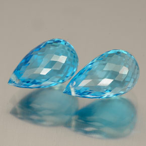 Topazio naturale blu da  ct, briolette, VVS