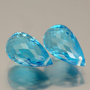 Topazio naturale blu da  ct, briolette, VVS