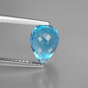 Topazio naturale blu da 3,18 ct, briolette, VVS