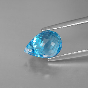 Topazio naturale blu da 3,18 ct, briolette, VVS